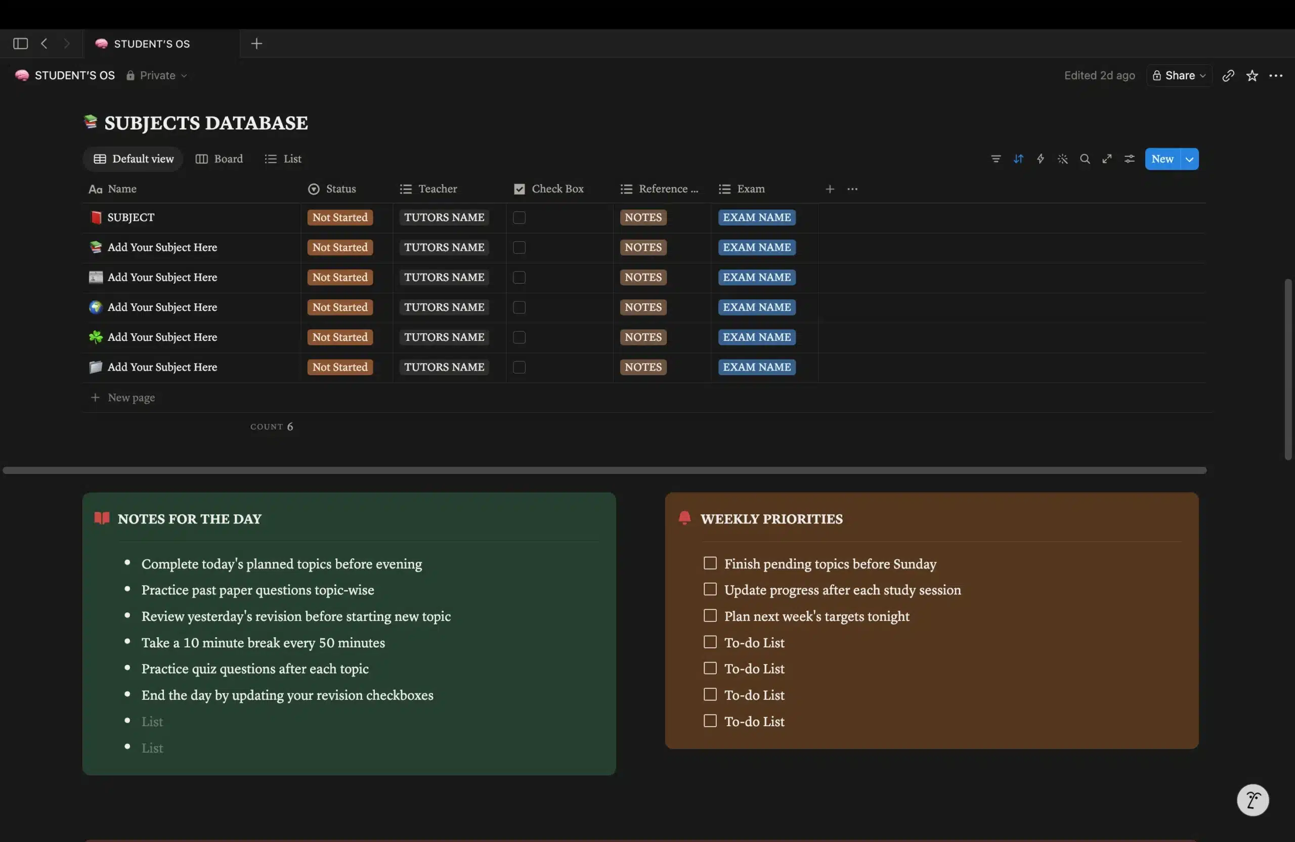 Subjects Database